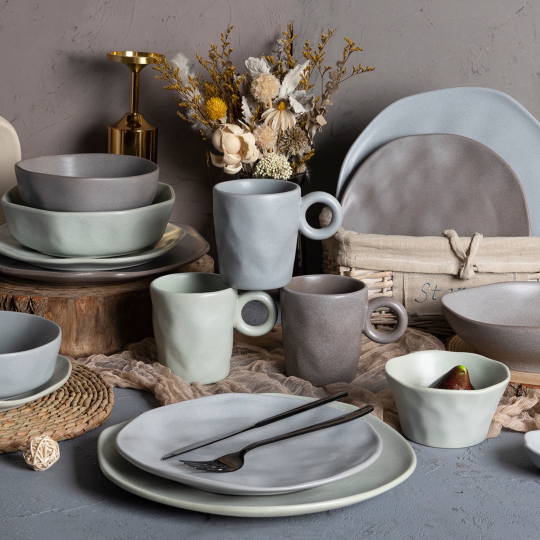 STONEWARE DINNERware, MATTE COLOR GLAZE WITH BRUSHED RIM