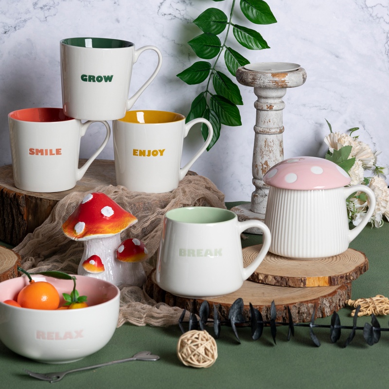 Pastel Color Letter Ceramic Mug Series – Nordic Minimalist Coffee & Tea Cups for Everyday Use
