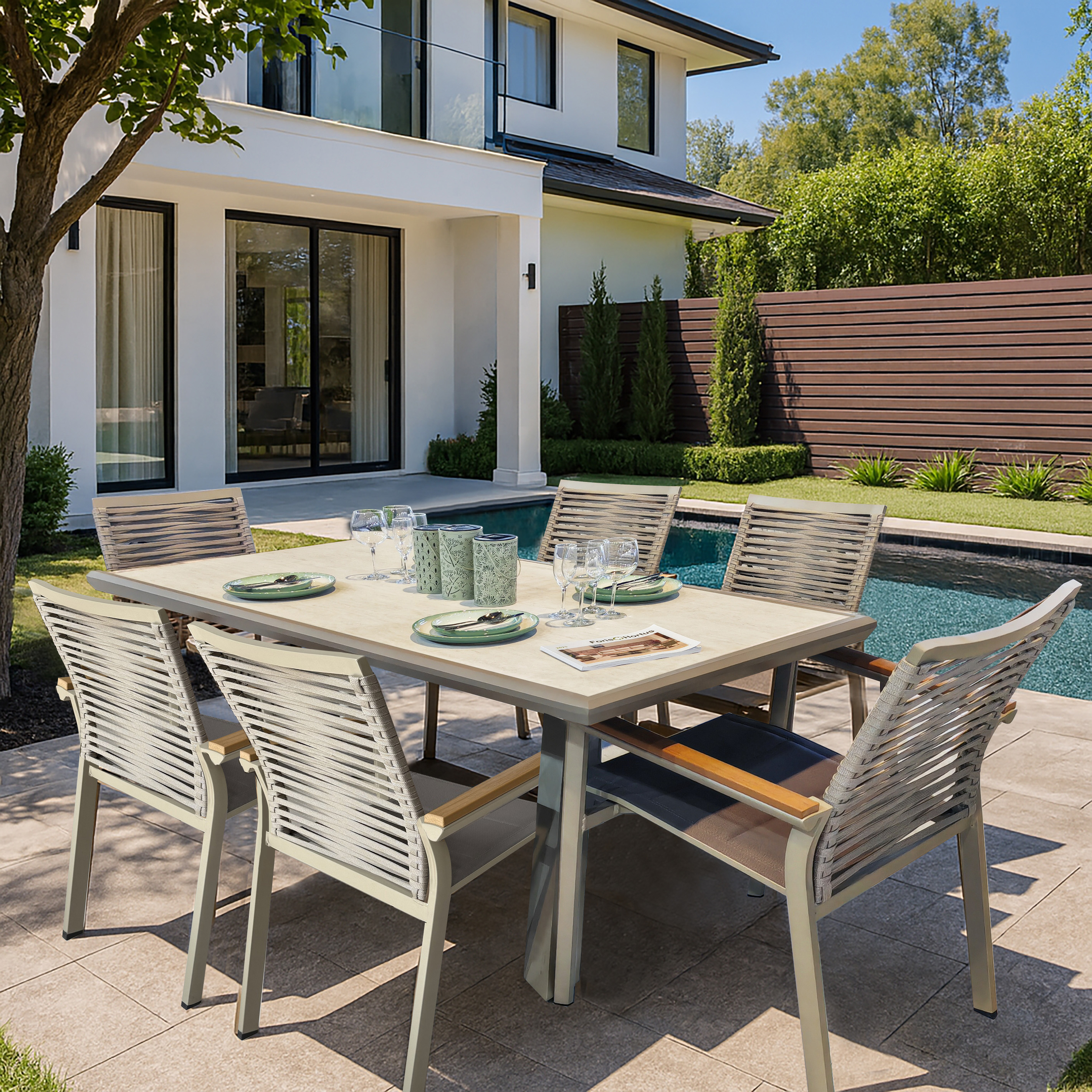 Outdoor aluminum table and chair set