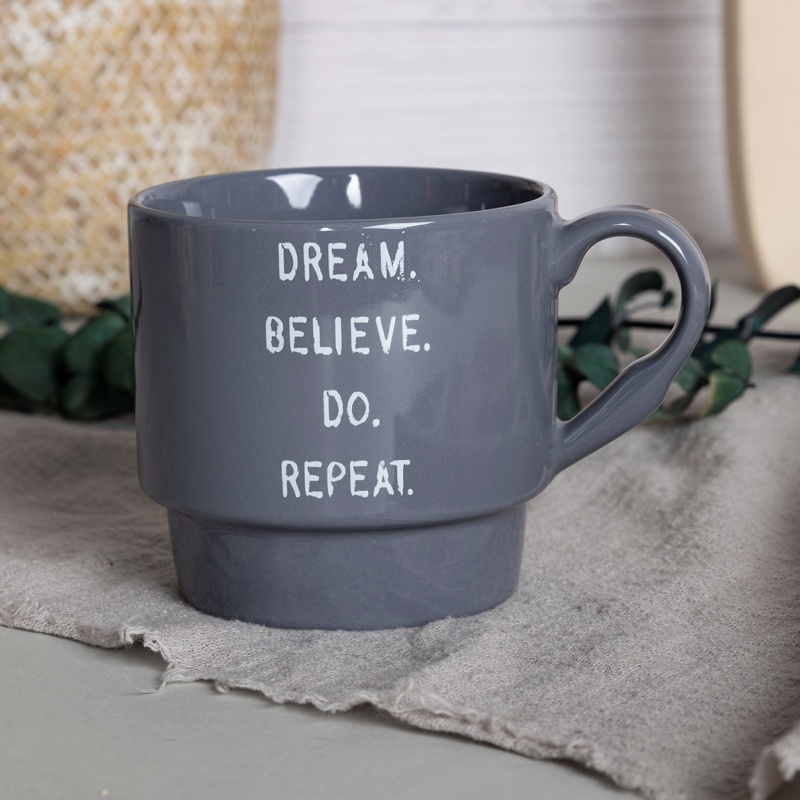 Minimalist Quote Ceramic Mug – Grey & White Modern Lifestyle Design