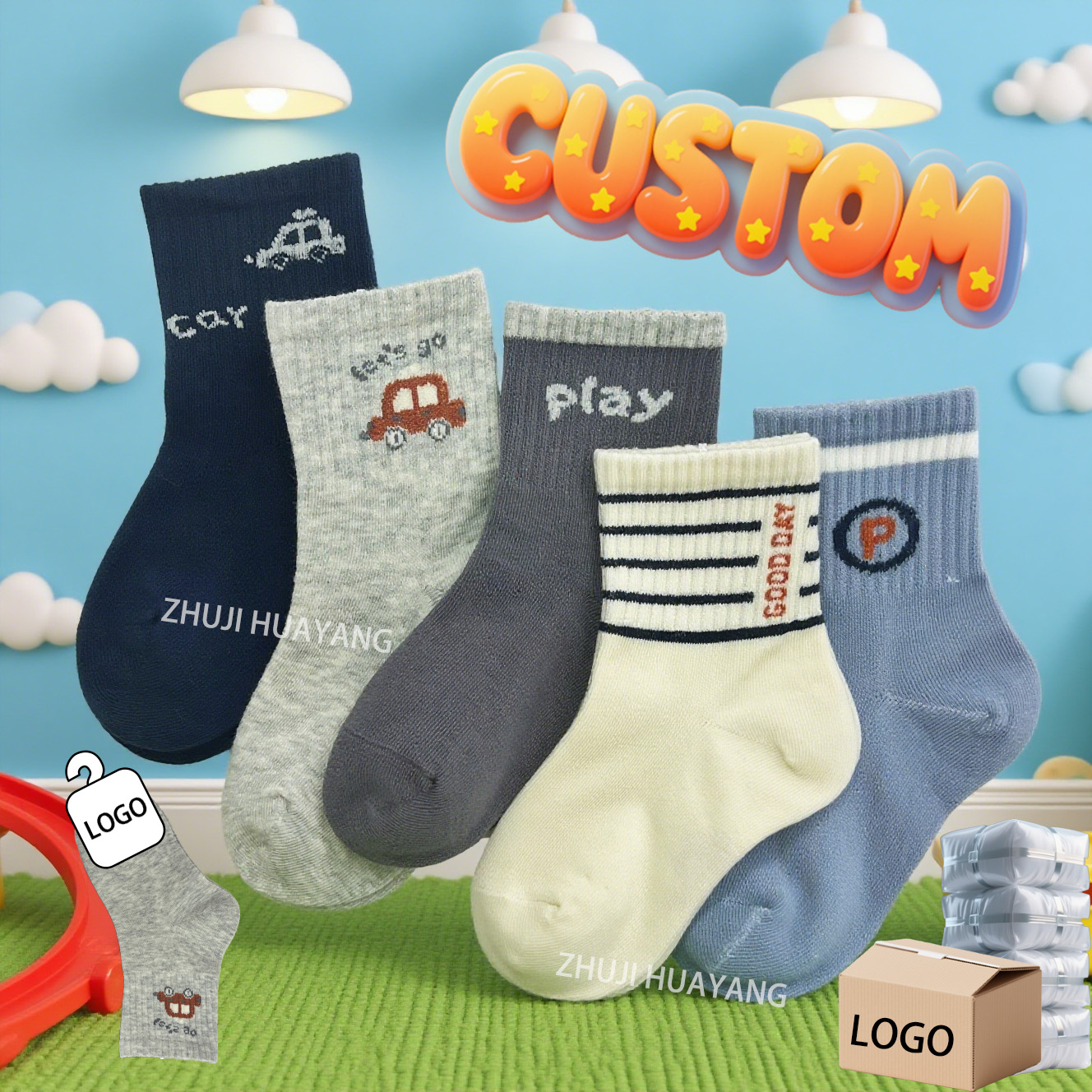 Children's car pattern socks