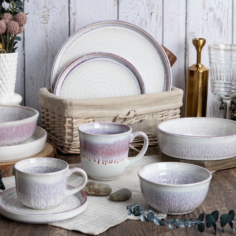 Happy Go 18pcs Dinner Set With Reactive Glaze (25.8cm Plate,20cm Plate,16.3cm Bowl,each 6 Pcs)