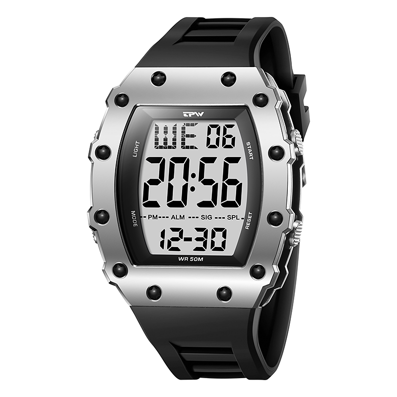TPW K9058 Fashion Tonneau-shape Square Waterproof Digital Watch for Men