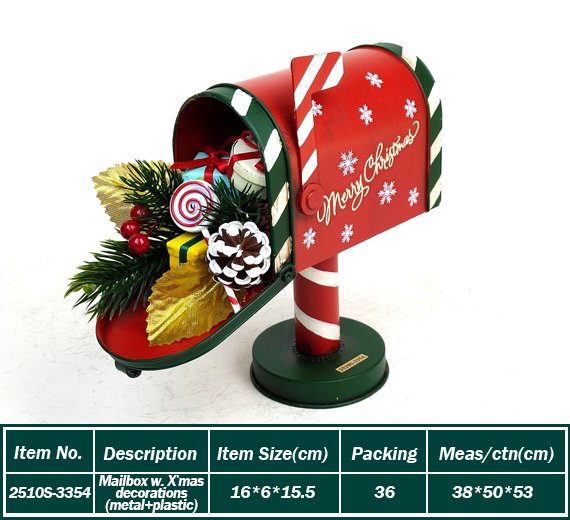 Mailbox w. X'mas decorations (metal+plastic)