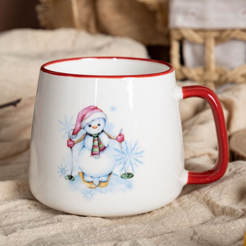 Snowman Design Christmas Ceramic Mug – Creative Holiday Coffee Cup for Gift & Collection