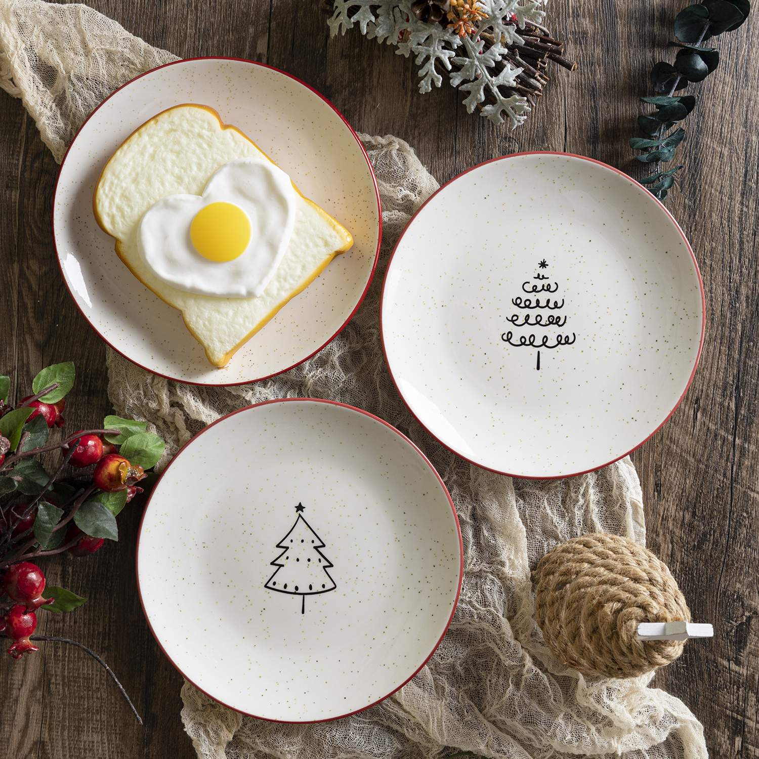 White porcelain tableware White porcelain plates suitable for Christmas Christmas parties
