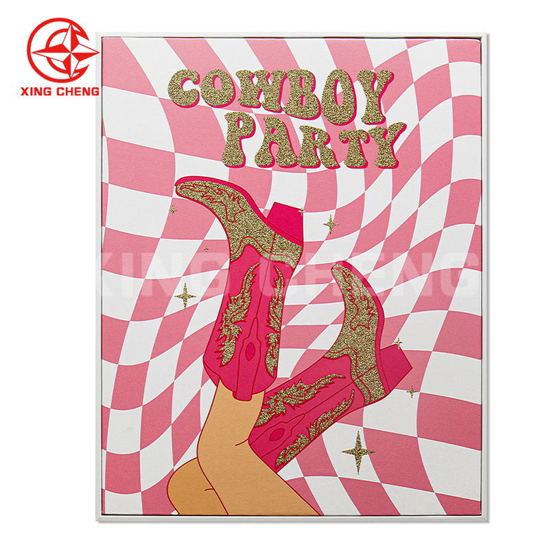XINGCHENG customized pink wall decoration with glitter cute smileface modern fashing show wall art