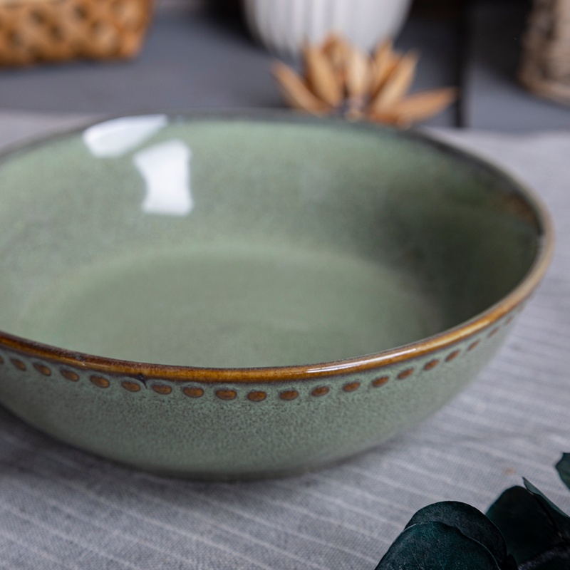 Happy Go 17cm/20oz/560ml Soup Plate Reactive Glaze With Embossment