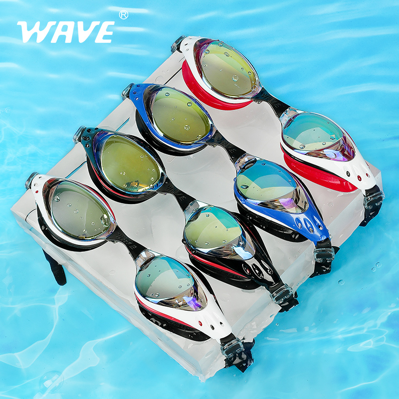 WAVE Competition Swimming Goggle Mirror Coated Swim Glasses