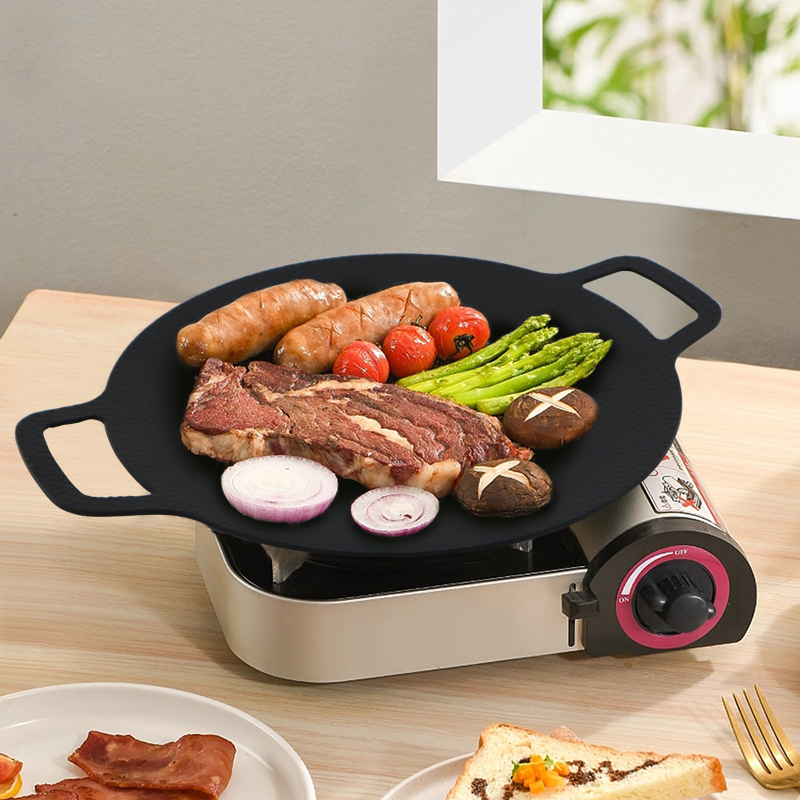 Non-stick Korean Meat Baking Carbon Steel Pizza Pan BBQ Grill Plate