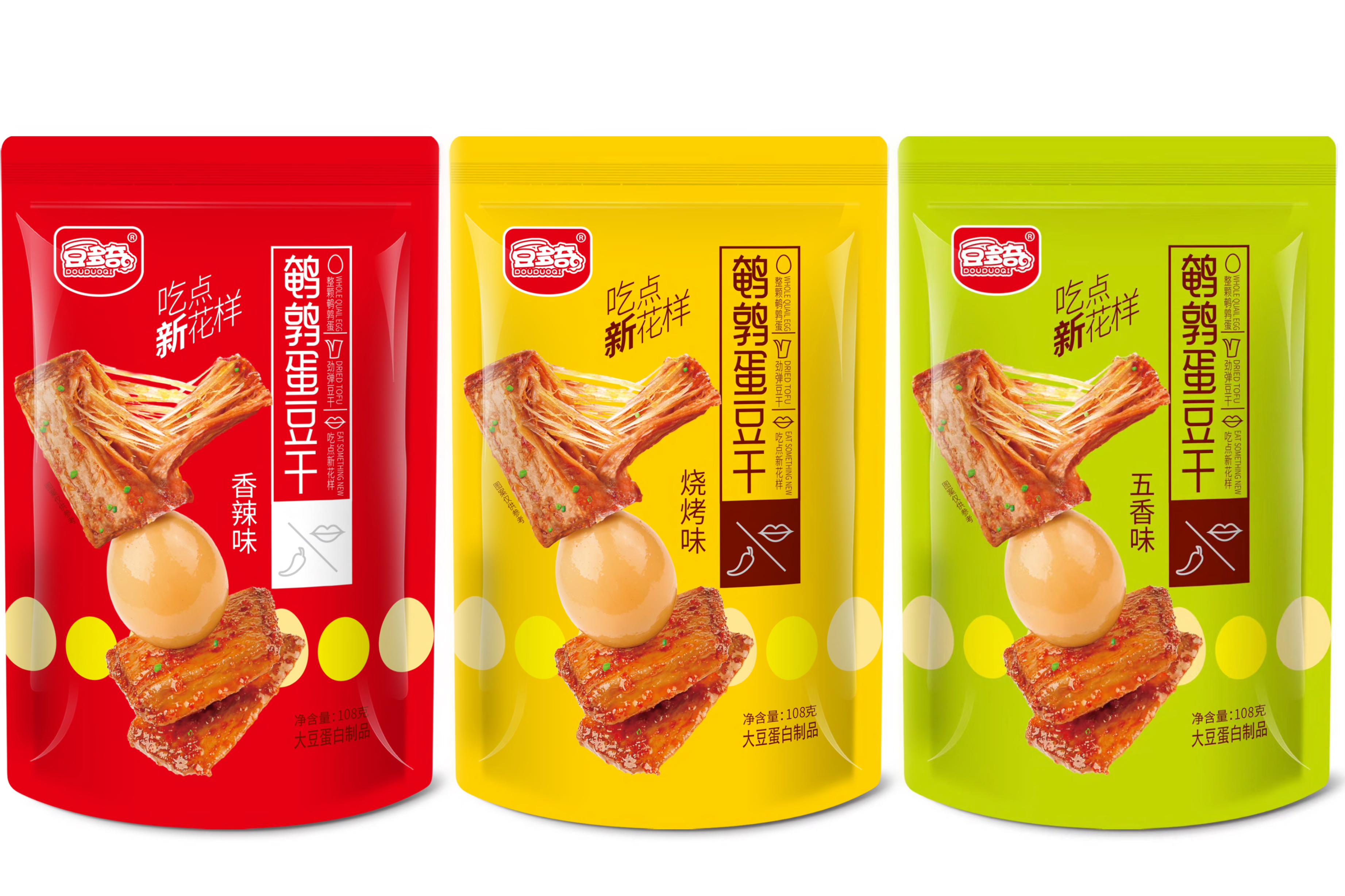 Dou Duo Qi* 108g Quail Egg Tofu Skin - Five Spices / Spicy / Barbecue Flavor
