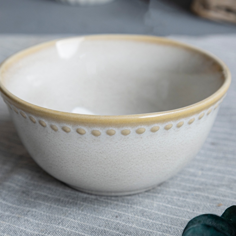 Happy Go 11cm/8oz/220ml Small Bowl Reactive Glaze With Embossment