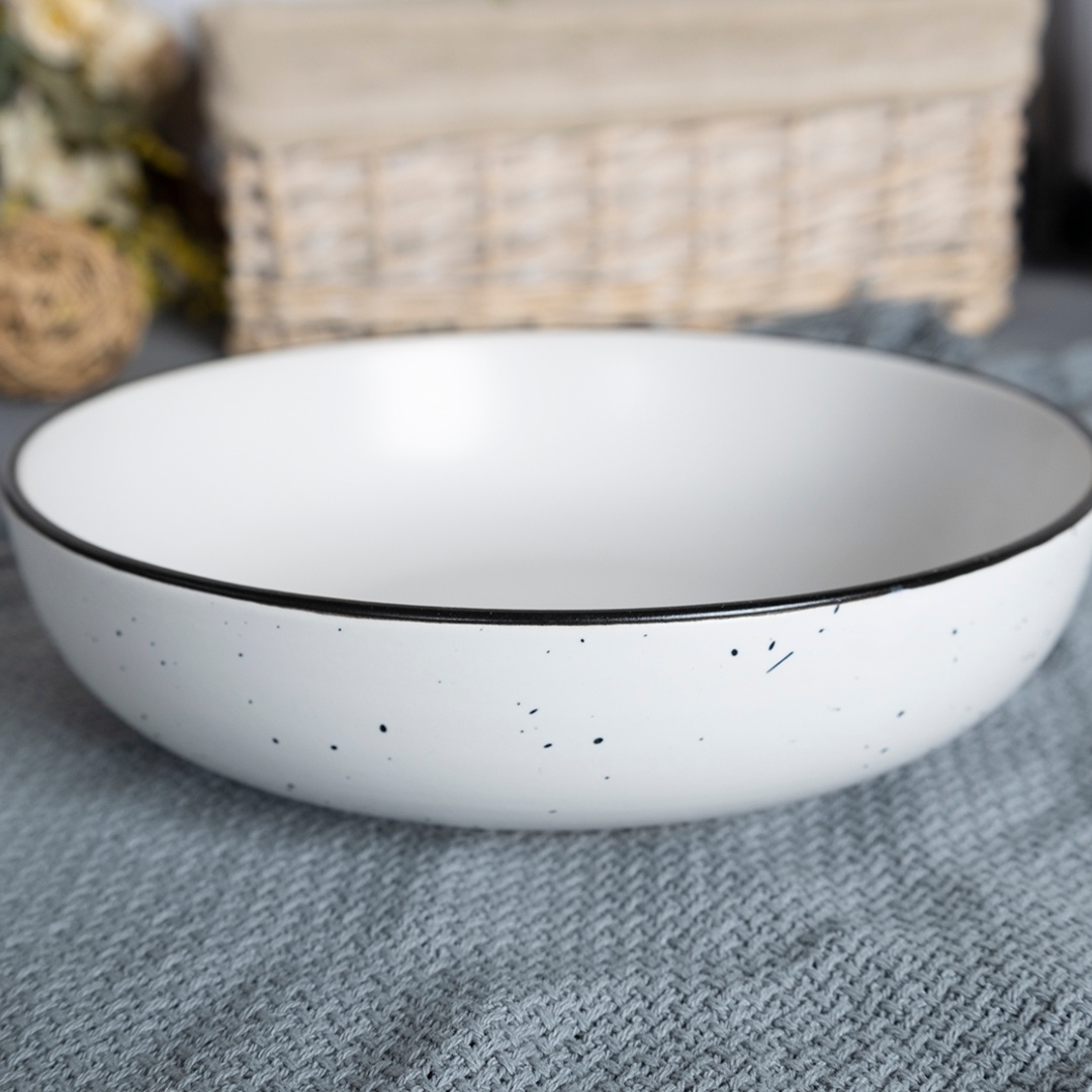 26.1cm Dinner Plate，matte Color Glaze With Speckls And Color Rim
