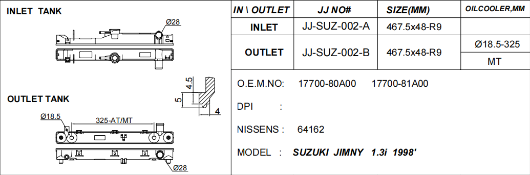 Radiator plastic tank