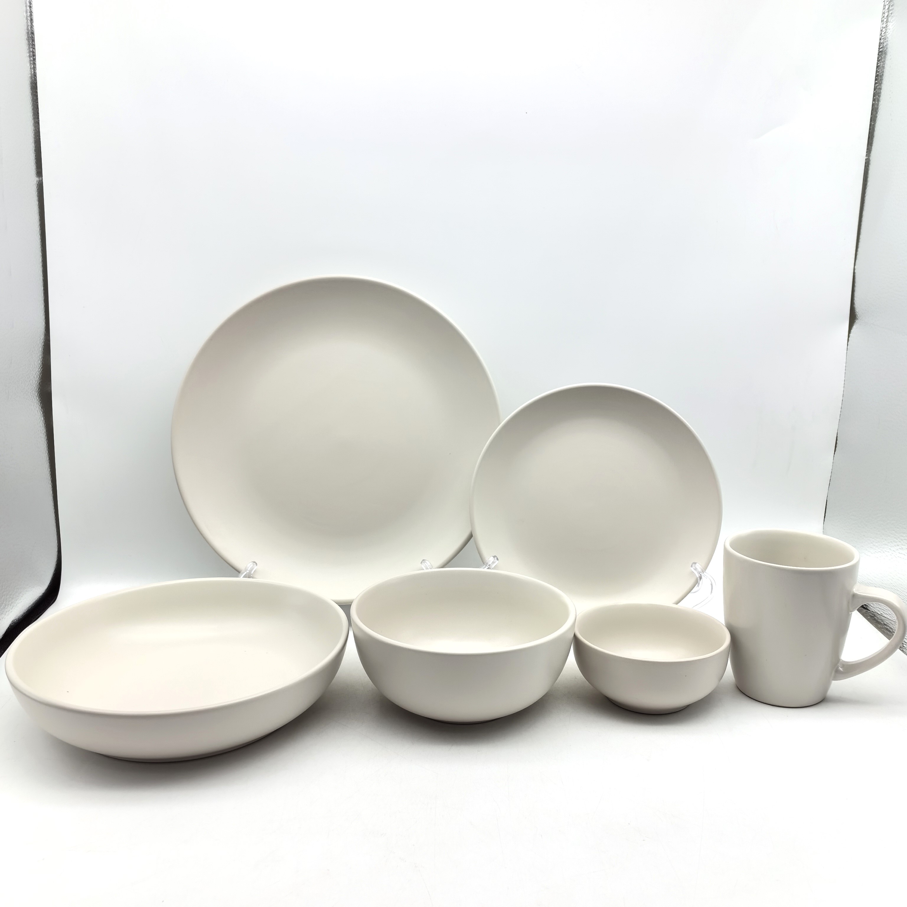 Stoneware Beige Matte Monochrome Glazed Ceramic Tableware Set