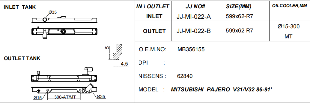 Radiator plastic tank