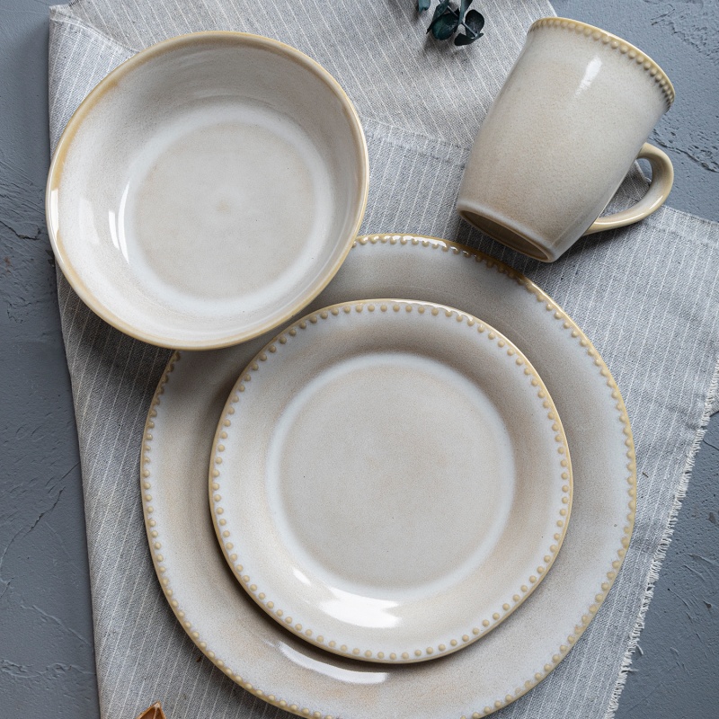 Happy Go 16pcs Dinner Set In Color Box(27cm Plate,20cm Plate,17cm Soup Plate, 12oz Mug, Each 4 Pcs)