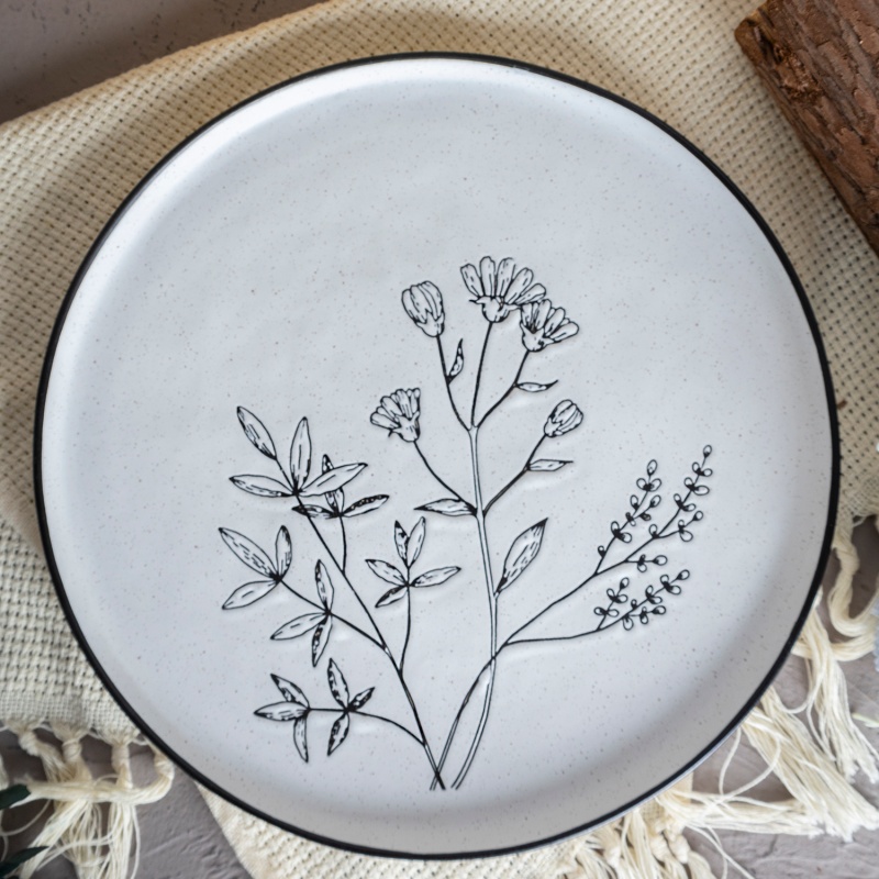 Happy Go 27cm Dinner Plate Silk Screen With Speckles