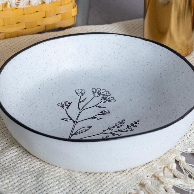 Happy Go 20cm(29oz)soup Bowl Silk Screen With Speckles