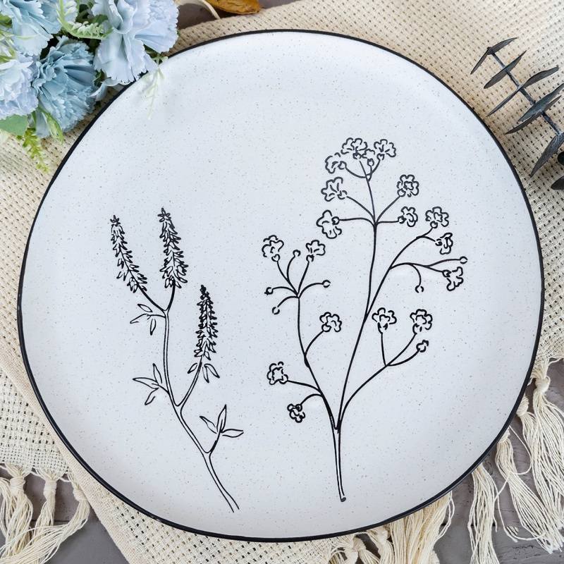Happy Go 27cm Dinner Plate Organic Shape Silk Screen With Speckles