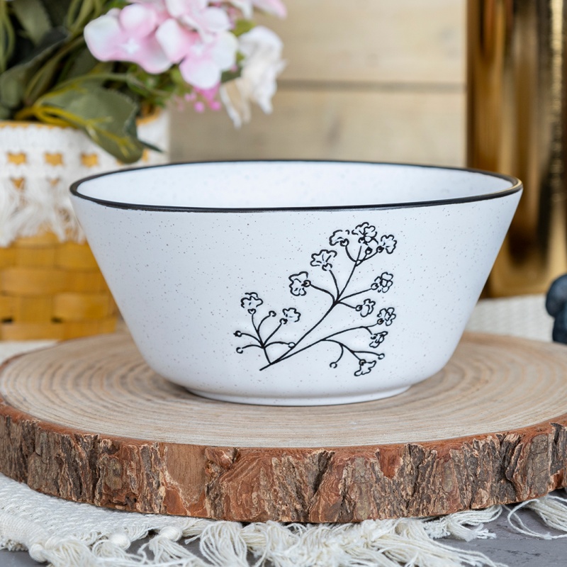 Happy Go 15cm(520ml) Bowl Organic Shape Silk Screen With Speckles