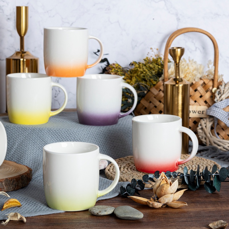 Gradient Ceramic Mug Nordic Style Coffee Cup Creative Milk Mug Simple Household Mug Gift