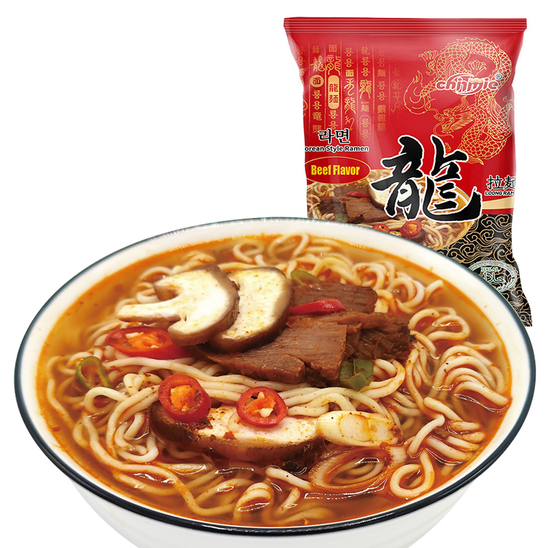 Chinmie Brand Chinese Yellow Kong Style Beef Flavor Fried Instant Noodles