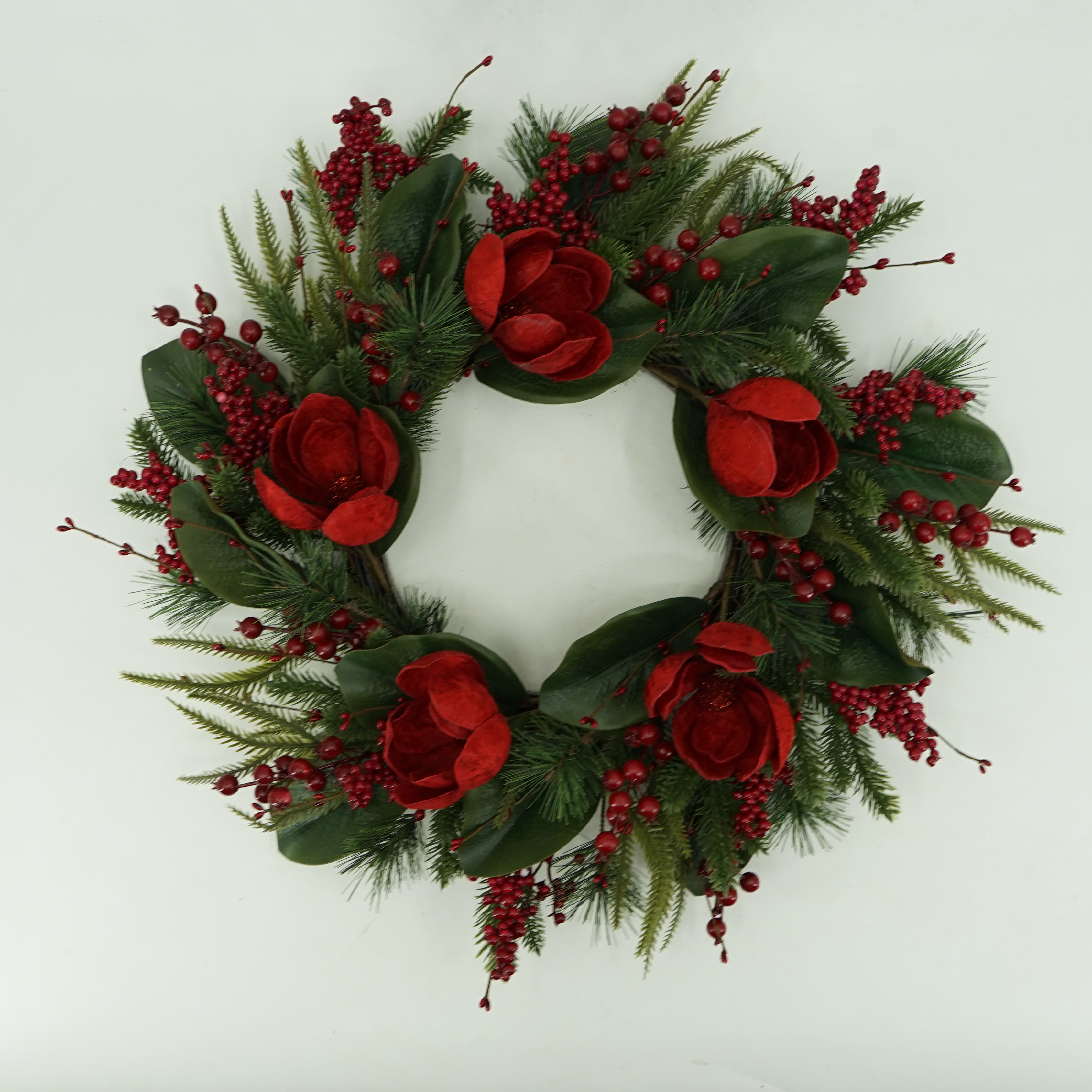 Xmas Red Magnolia Wreath