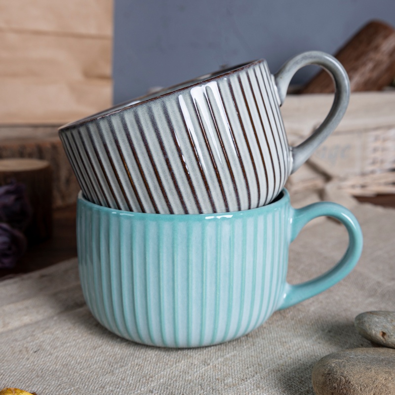 Happy Go 17oz(500ml) Soup Mug Reactive Glaze+embossment