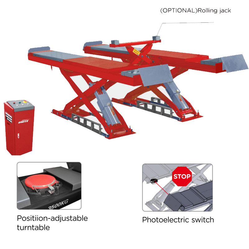 U-C35 Wheel Alignment Scissor Lift 3.5Ton Ultra-Thin Scissor Car Lift Above Ground Alignment Lift