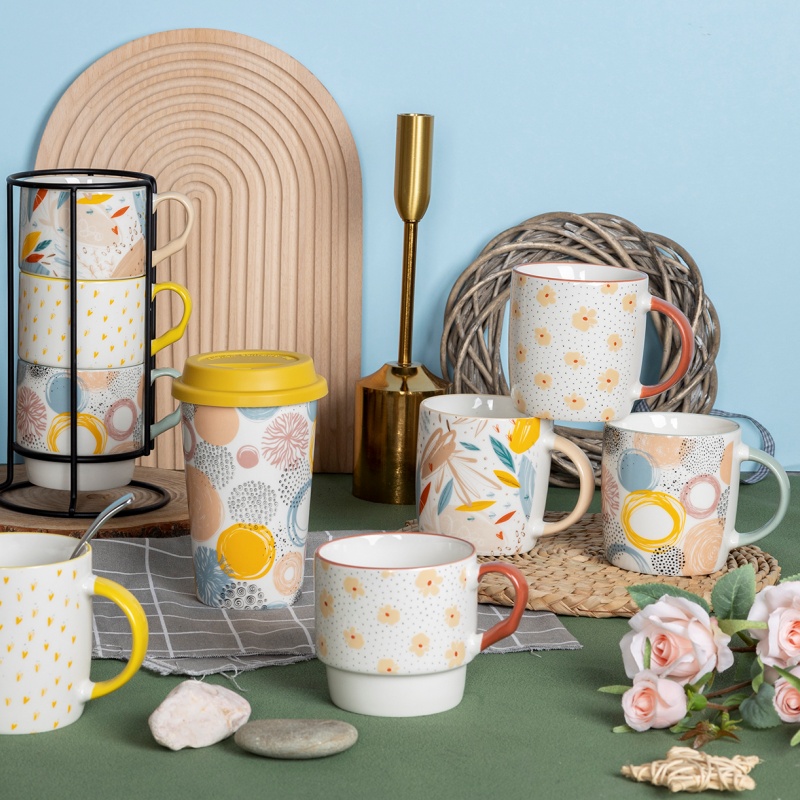 Ceramic Mug Set Nordic Style Coffee Cup Gift Box Home Drinkware