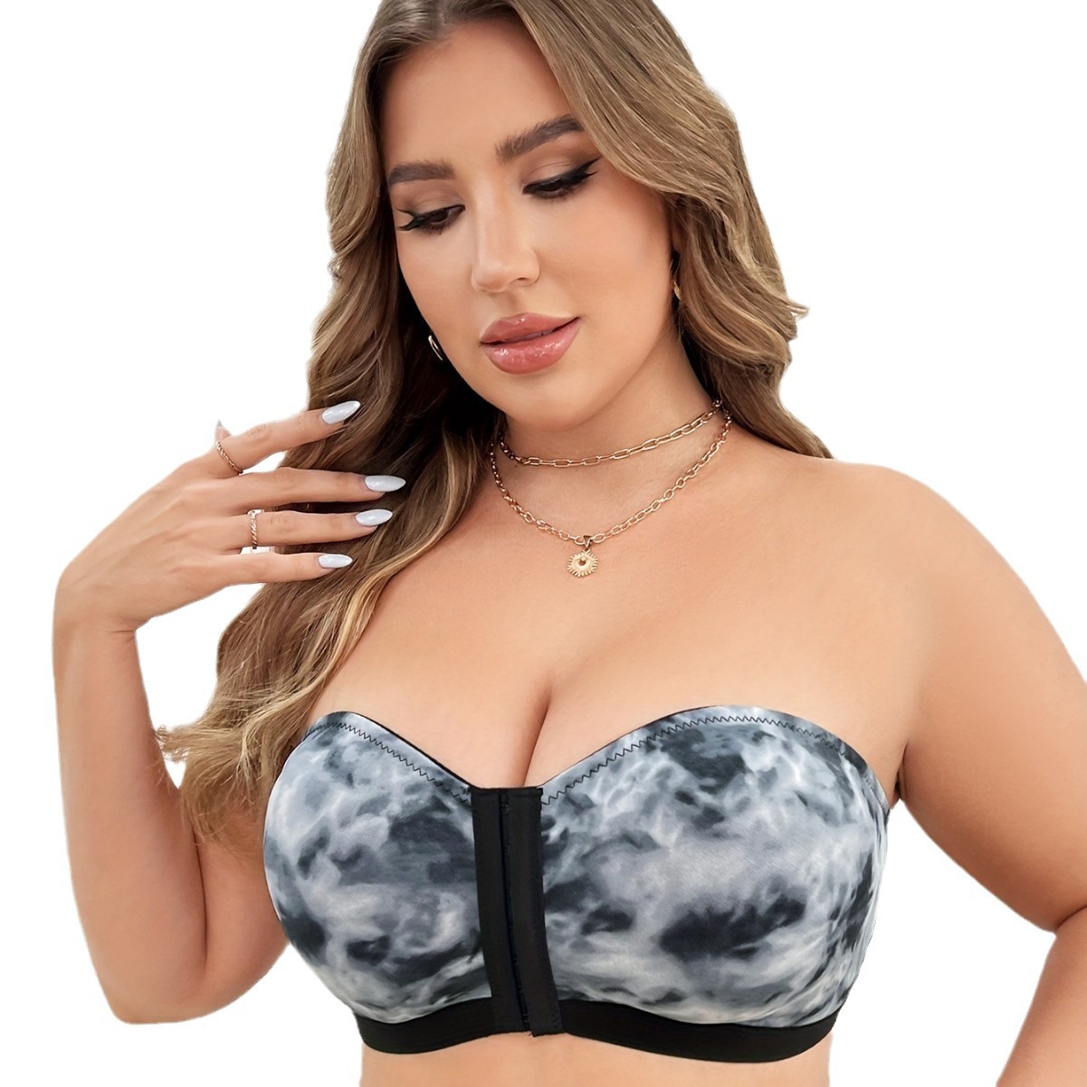 Strapless Seamless Bra for Women Front Clasp Push Up Non-Slip Wireless Tube Top