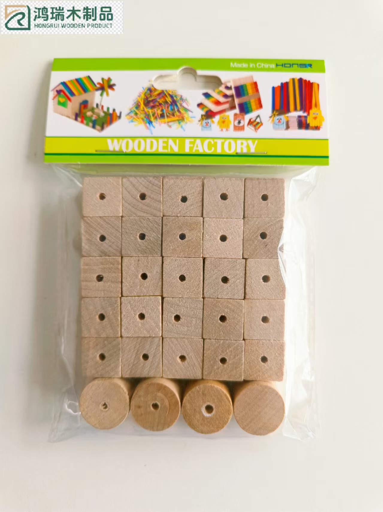 Perforated square wooden blocks, DIY building blocks, square wooden blocks