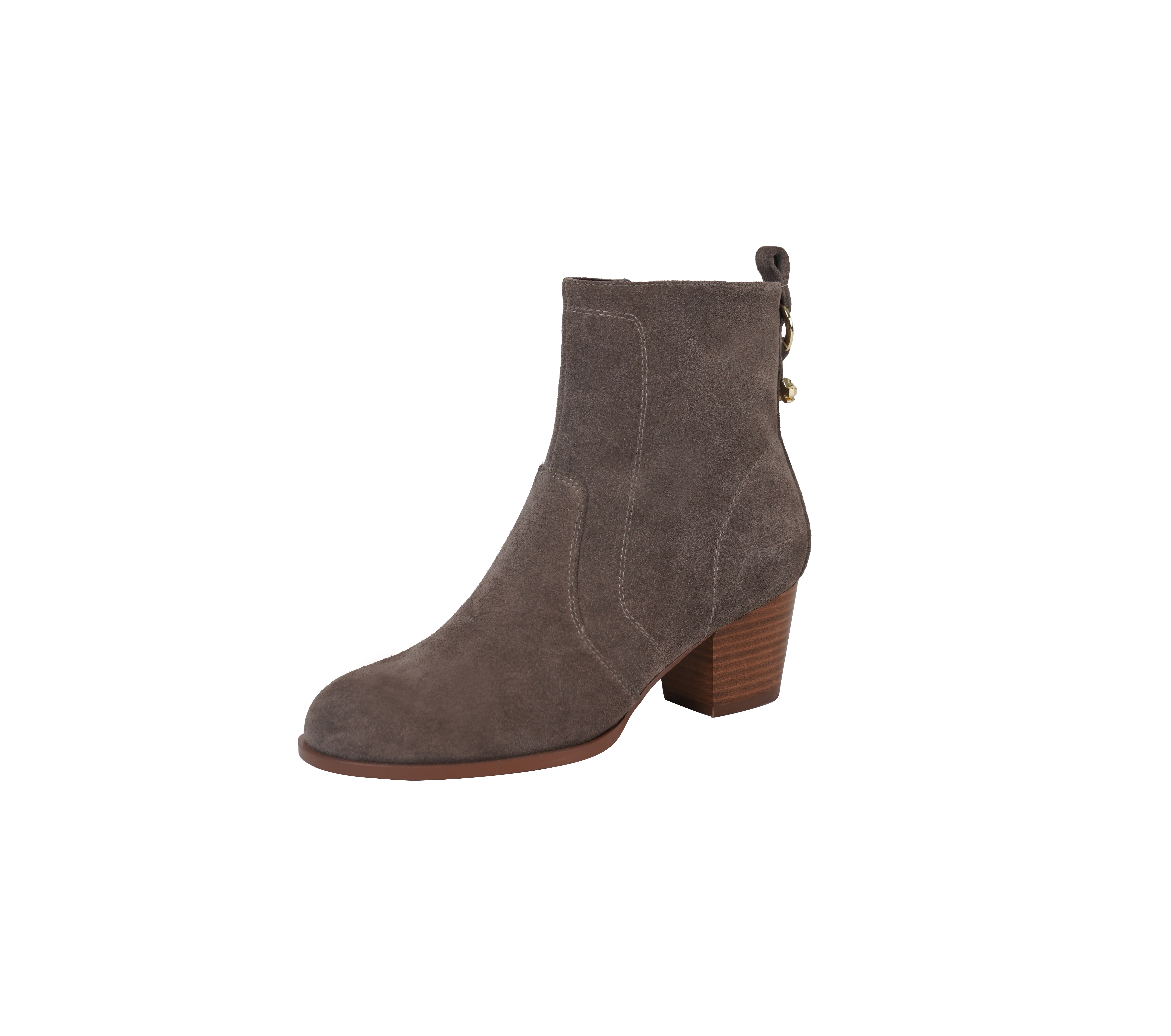 Women's Suede Round-Toe Chunky Heel Ankle Boots
