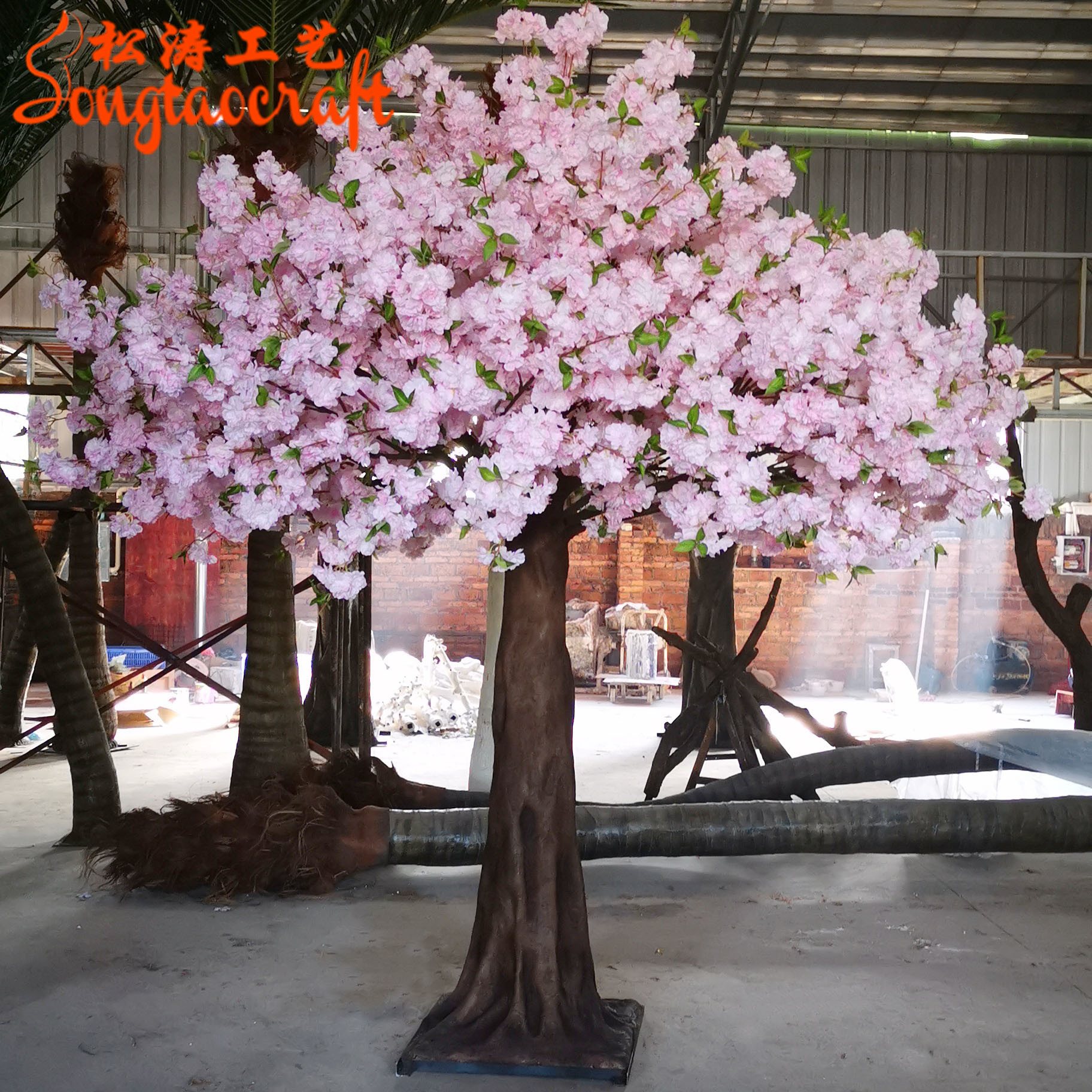 New pink Artificial Fiberglass Cherry Blossom Tree Artificialfor Outdoor Wedding Decoration