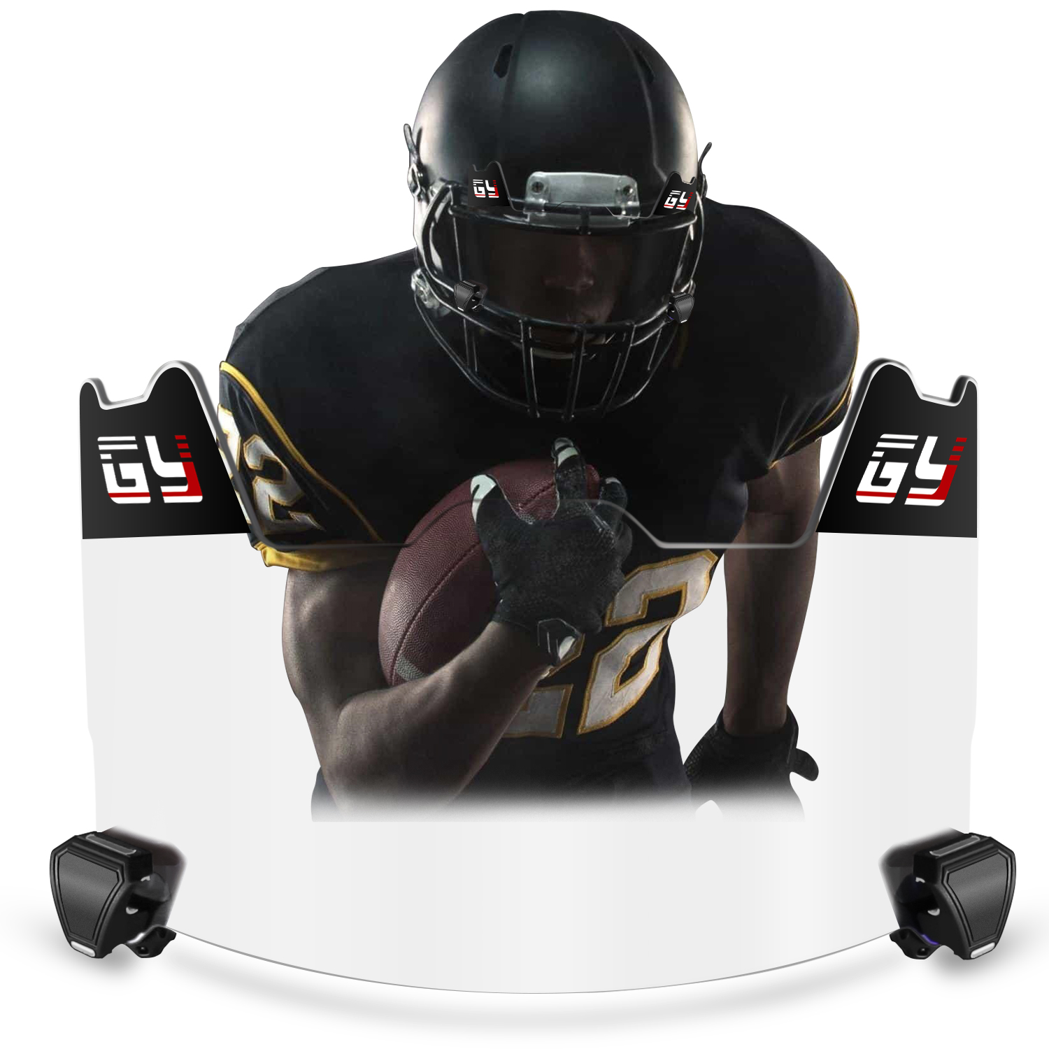 GY Anti-fog interior, reinforced exterior American football visor