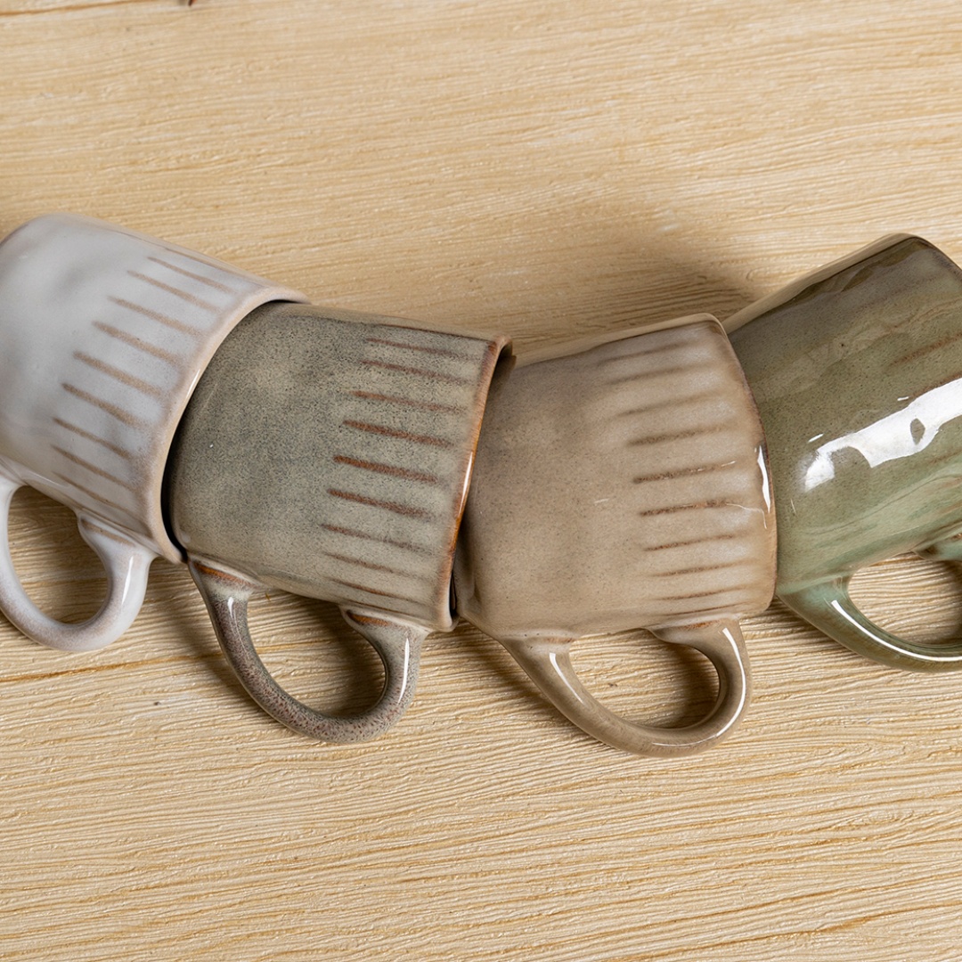 13oz/360ml Mug With Embossed And Glossy Reactive Glaze