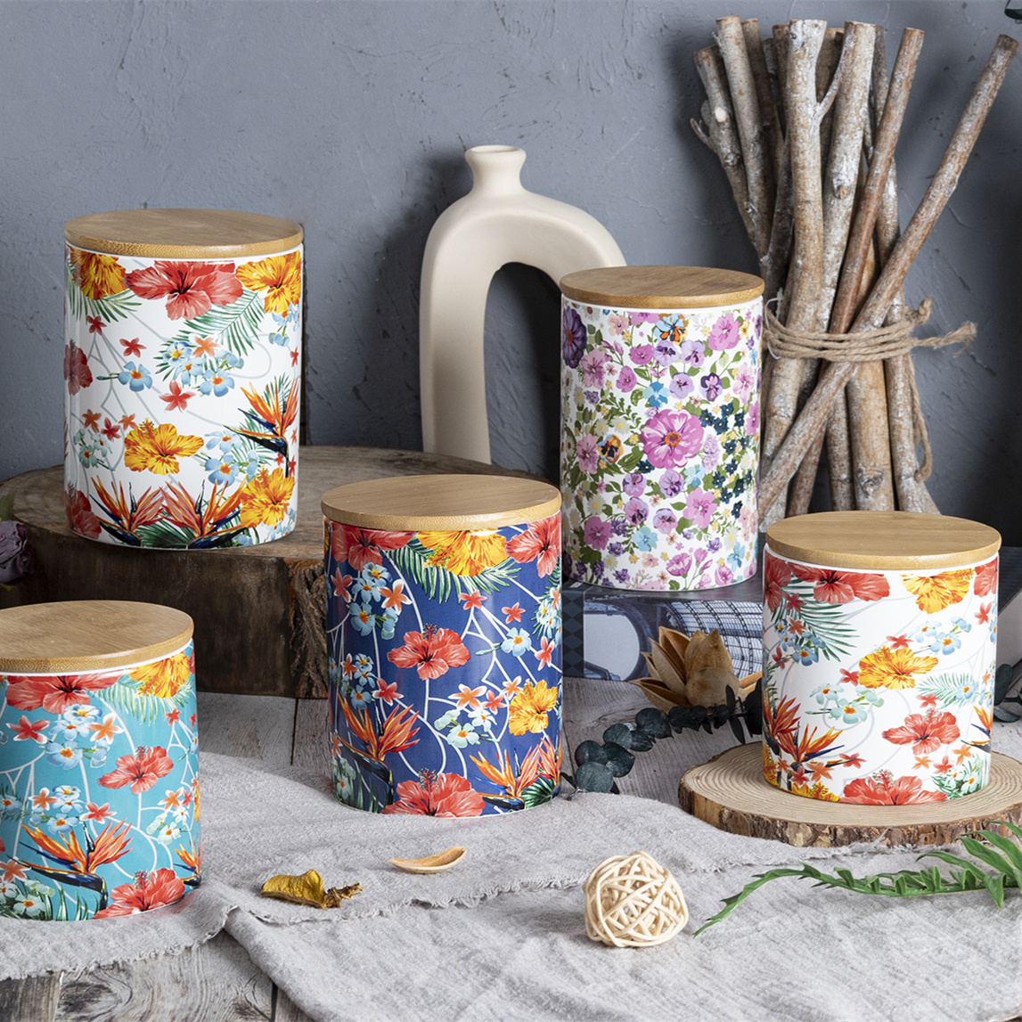 Happygo Exquisite Decal Ceramic Sugar & Coffee Jar with Applied Design Kitchen Ware Creamer Pots