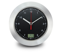 metal waterproof bathroom clock with temperature display