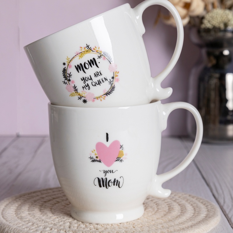 French Style Ceramic Mug Mother’s Day with Floral Design Coffee Cup Gift for Mom