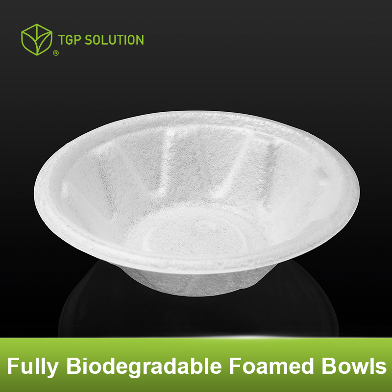 Fully biodegradable foamed dinner bowls