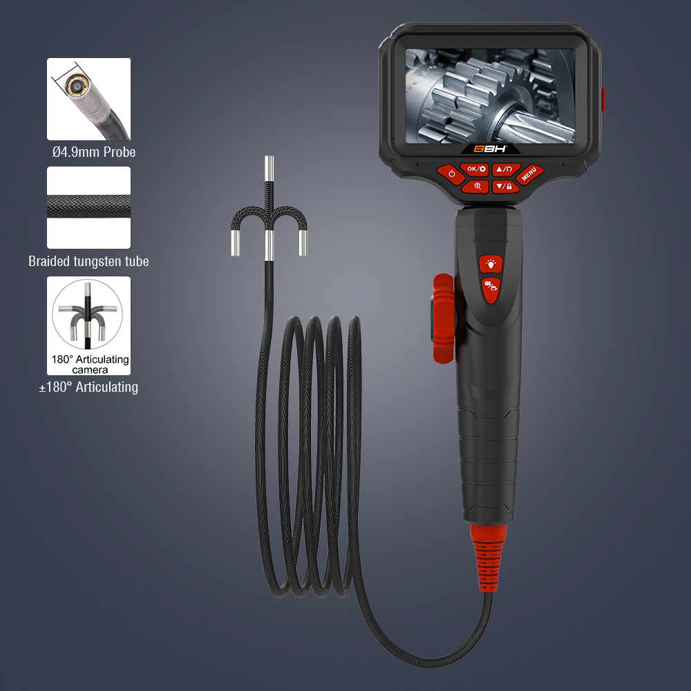 2-way articulating and dual lens indurstrial borescope camera with 4.5 inch screen