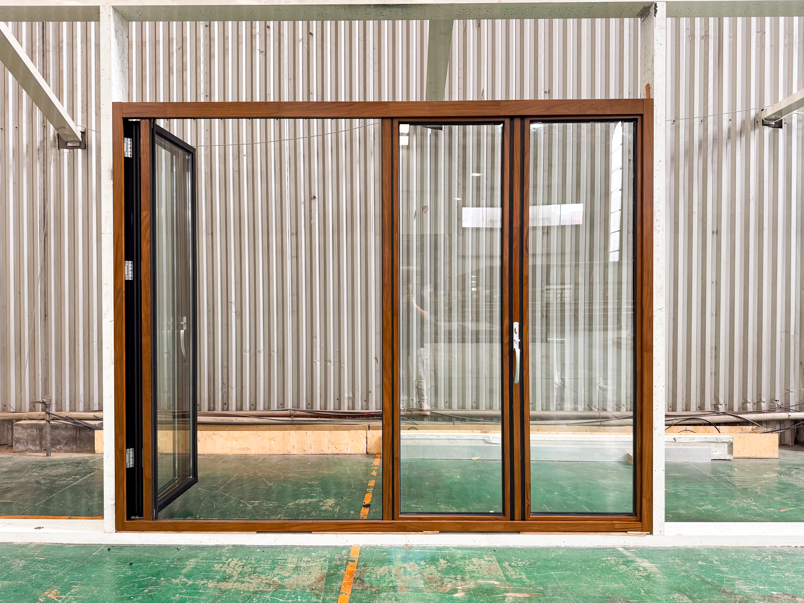 LEAWOD Wood Aluminum Folding Door