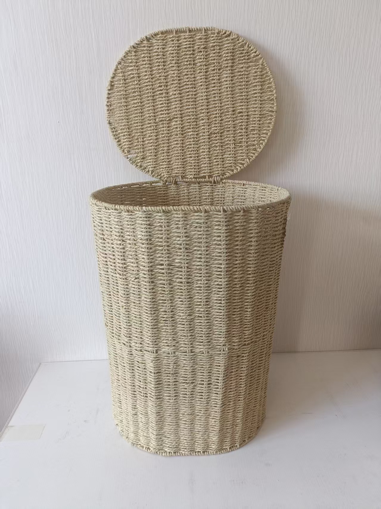 Paper straw laundry basket