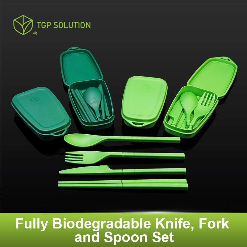 Fully biodegradable disposable PLA knife, fork and spoon set