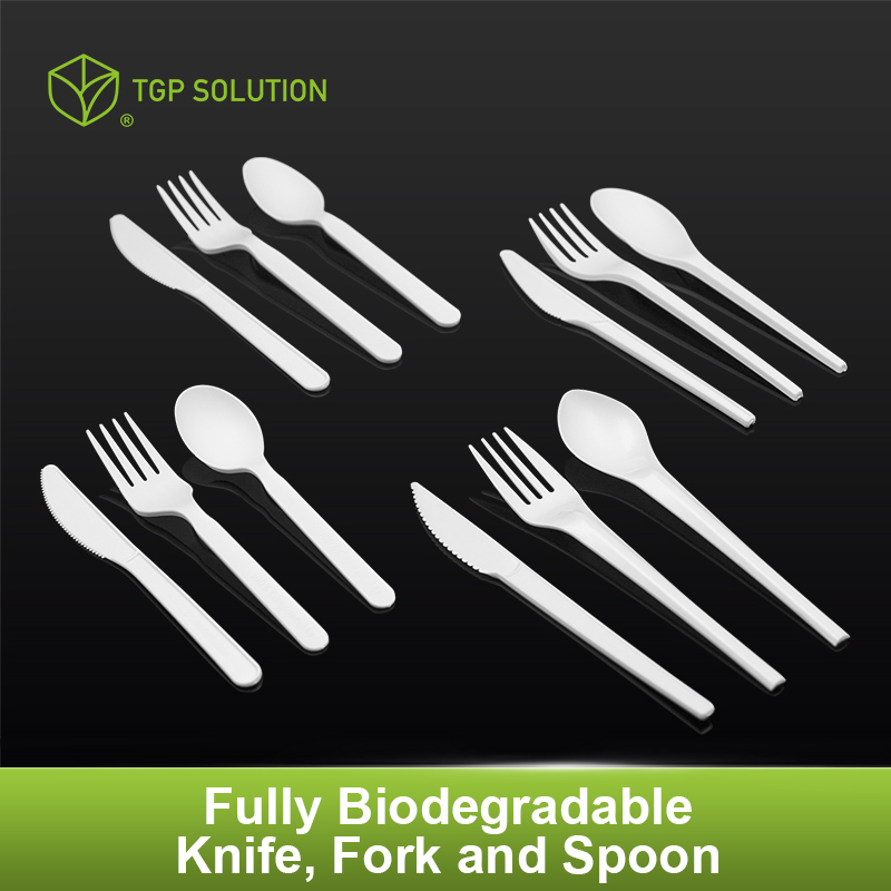 Fully biodegradable disposable PLA knife, fork and spoon