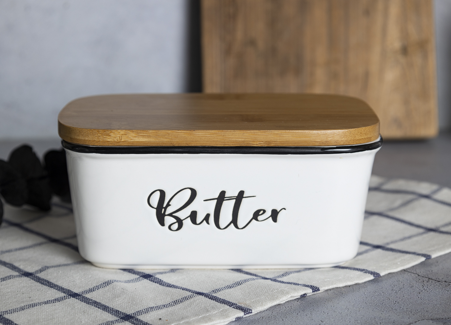 Ceramic Kitchen Set Butter Dish Utensil Holder Salt and Pepper Shakers Kitchen Organization