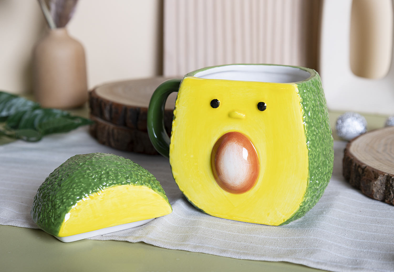 Ceramic Avocado - Shaped Storage Jar, Creative Fruit - Themed Canister for Kitchen & Home Decor