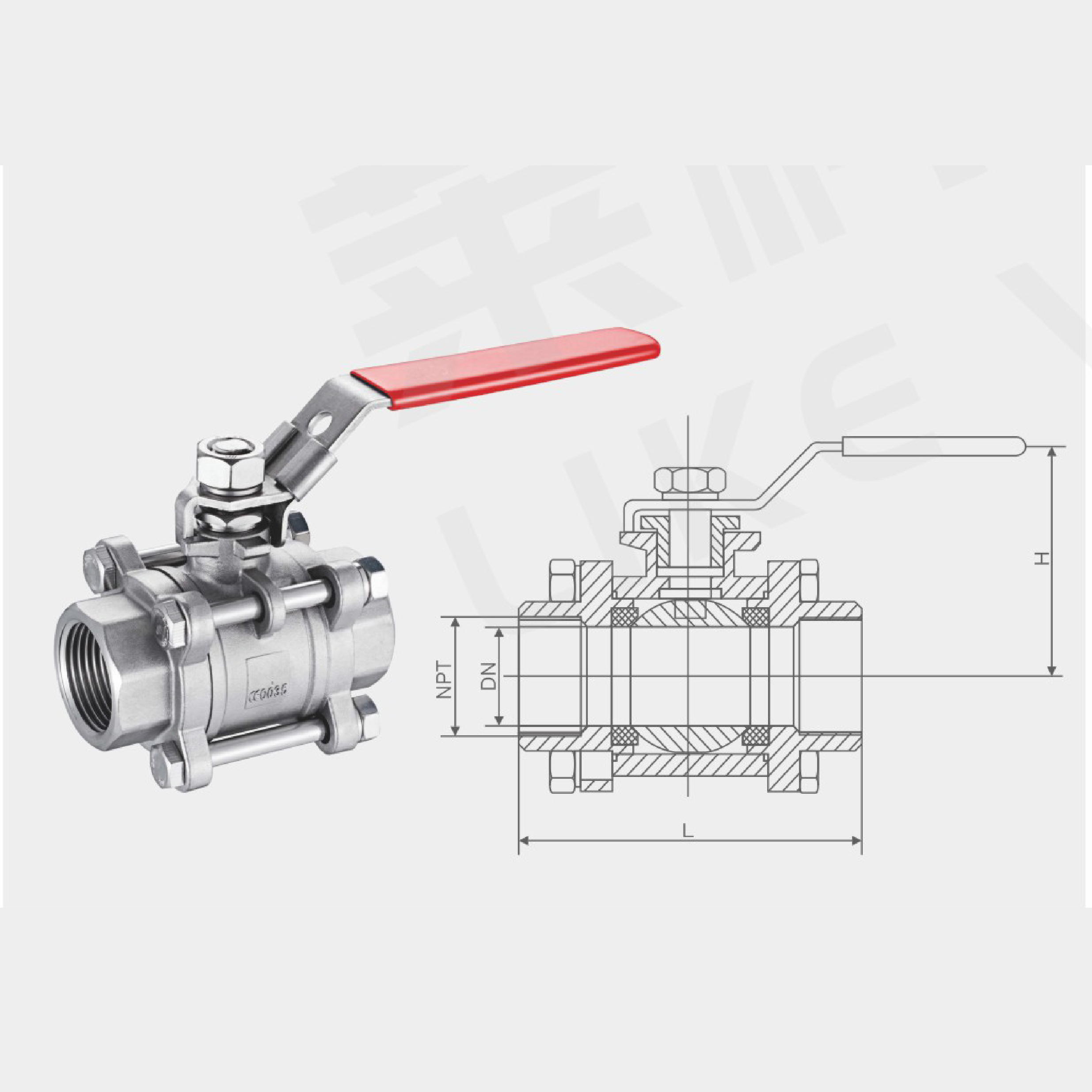 Internal thread ball valve
