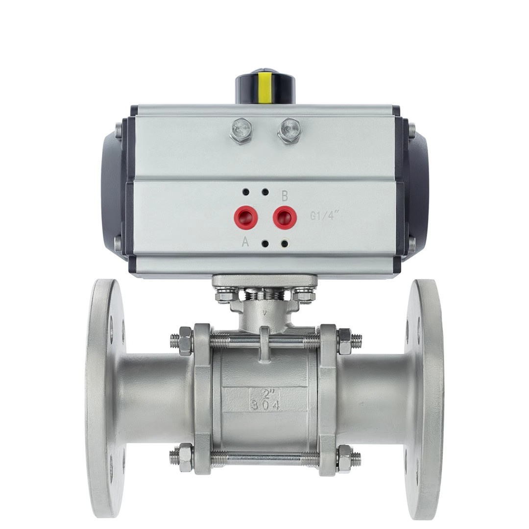 Pneumatic stainless steel three-piece flanged ball valve Q641F-16P3